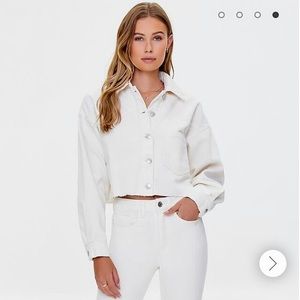 Corduroy Frayed Cropped Shacket